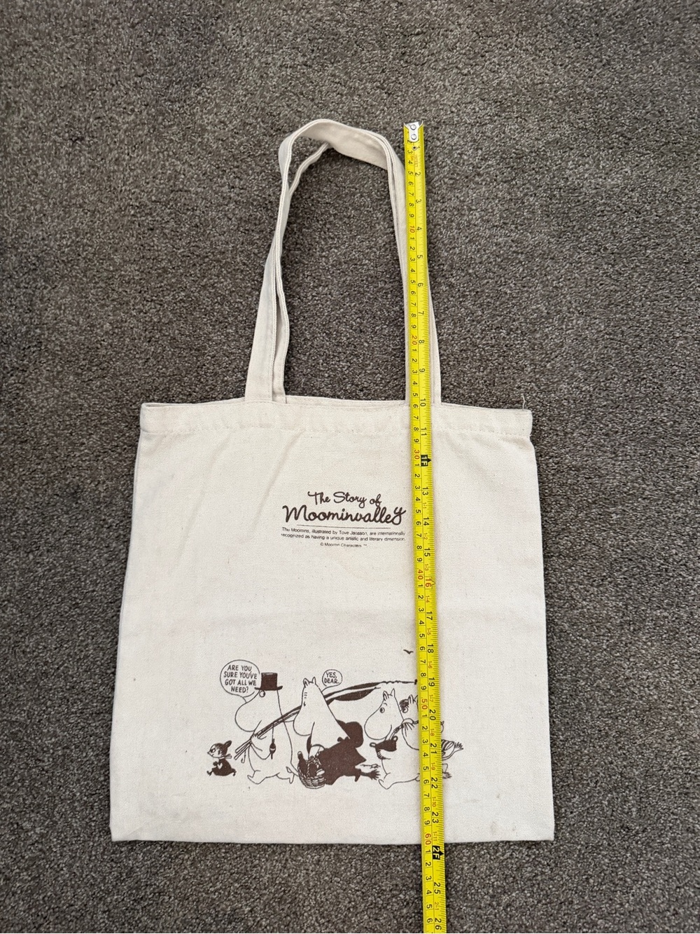 Canvas Moominvalley Tote Bag in Natural with Black Print